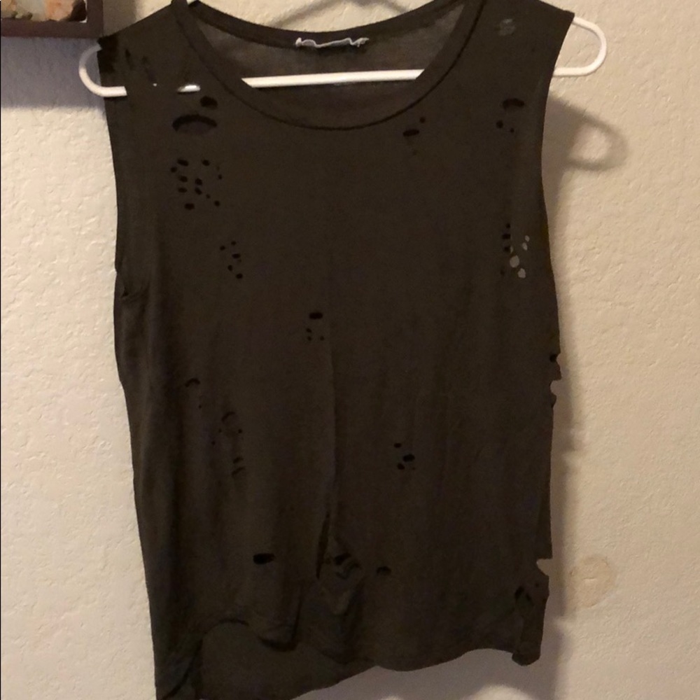 Distressed Army Green Tank Size S